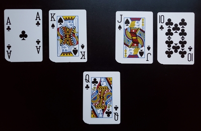 Playing cards aligned